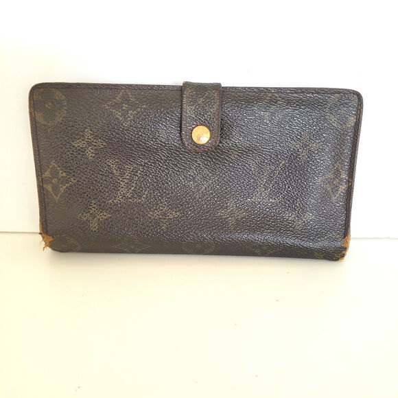 Louis Vuitton LV Vintage Monogram Viennois Bifold Wallet Large Kisslock Brown - Picture 1 of 11